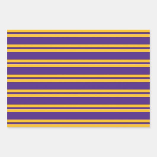 Lila und goldene Streifen Geschenkpapier Set (Vorderseite 2)