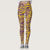 Lila und goldene Tigerstreifen Leggings (Vorderseite)