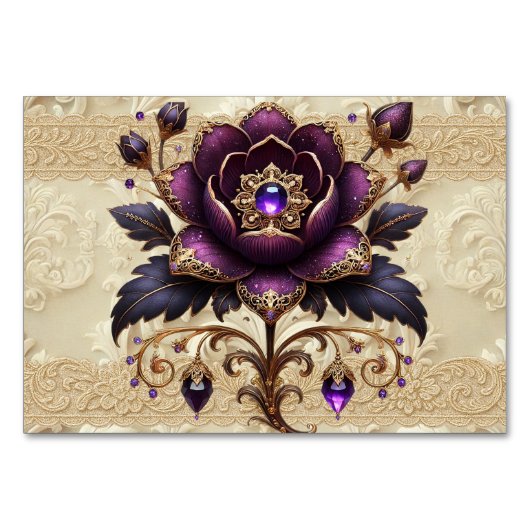 Lila und goldene Tischnummer (Vorderseite)