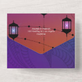 Lila und goldene Trauungen in Arabien All In One Einladung (Rückseite)