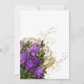 Lila und goldene Vintag-Chic-Blumenbestätigung Einladung (Rückseite)