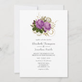 Lila und goldene Vintag-Chic-Hochzeit Einladung (Vorderseite)