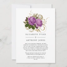 Lila und goldene Vintage Chic reduzierte Gästelist