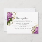 Lila und goldene Vintage Hochzeitsempfehlung Einladung (Vorderseite)