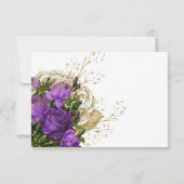 Lila und goldene Vintage Hochzeitsempfehlung Einladung (Rückseite)