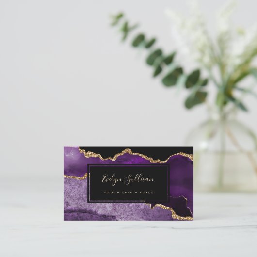 lila und goldene Visitenkarte (Stehend Vorderseite)