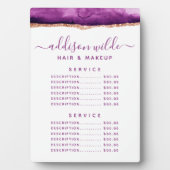 Lila und goldene Watercolor Price Menü Plaque Fotoplatte (Vorderseite)