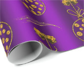 Lila und goldene Weihnachtsbaubles Geschenkpapier (Rolleneckpunkt)
