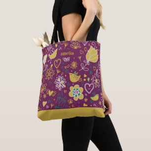 Lila und goldene Wimsy Tasche