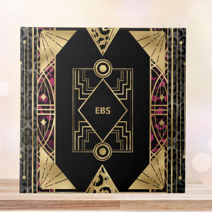 Lila und goldene Winkelzüge Art Déco Fliese