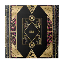 Lila und goldene Winkelzüge Art Déco