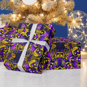 Lila und goldener Art-Déco-Stil Geschenkpapier