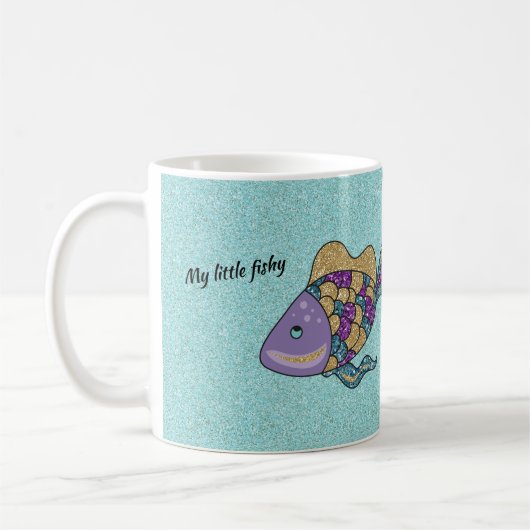 Lila und goldener Glitzer Schwimmen Tasse (Links)