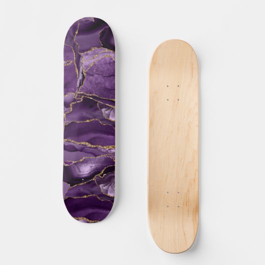 Lila und goldener Glitzer Skateboard (Vorderseite)