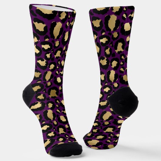 Lila und goldener Leopardrucktank Socken (Gewinkelt)