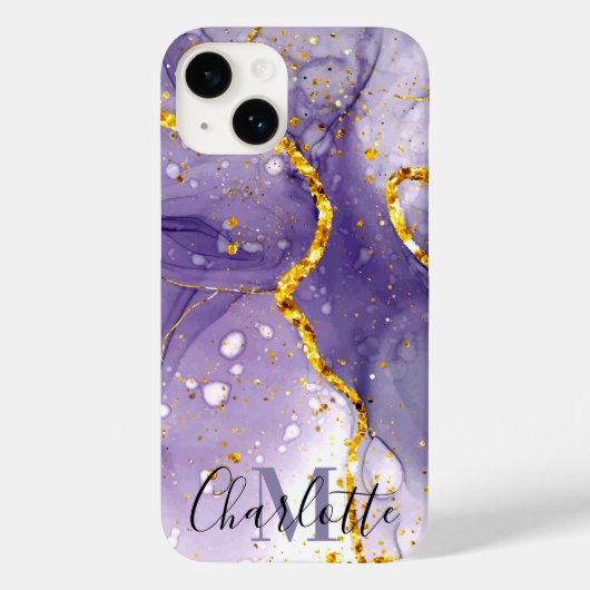 Lila und goldener Marmor Case-Mate iPhone Hülle (Rückseite)