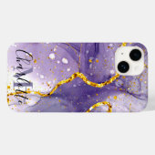 Lila und goldener Marmor Case-Mate iPhone Hülle (Rückseite (Horizontal))