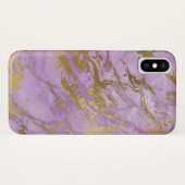 Lila und goldener Marmor Elegante Moderne Printmed Case-Mate iPhone Hülle (Rückseite (Horizontal))