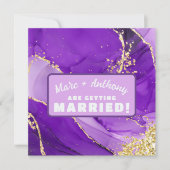 Lila und goldener Marmor Extravagante Hochzeit Save The Date (Vorderseite)