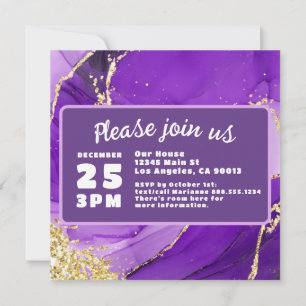Lila und goldener Marmor Extravagante Hochzeit Save The Date