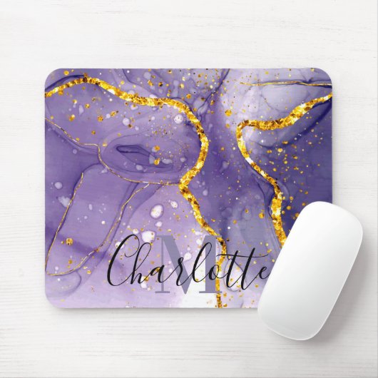Lila und goldener Marmor Mousepad (Mit Mouse)