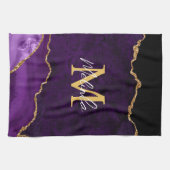 Lila und goldener Marmorschlauch Geschirrtuch (Horizontal)