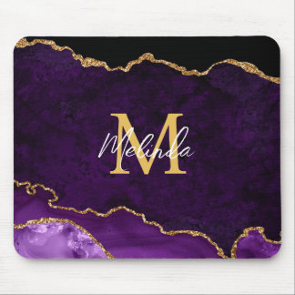 Lila und goldener Marmorschlauch Mousepad