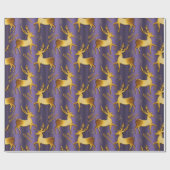 Lila und goldener Rentier Frohe Weihnachten Geschenkpapier (Flach)