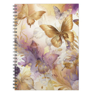 Lila und goldener Schmetterling Aquarell Schmetter Notizblock