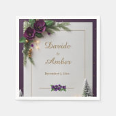 Lila und goldener Wintercocktail Serviette (Vorderseite)