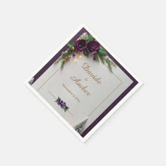 Lila und goldener Wintercocktail Serviette