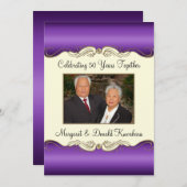 Lila und goldenes 50-jähriges Hochzeitsjubiläum im Einladung (Vorne/Hinten)