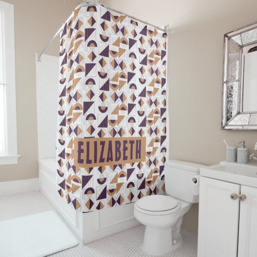 Lila und goldenes ästhetisches abstraktes Muster Duschvorhang (Beispiel)