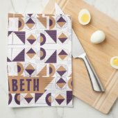 Lila und goldenes ästhetisches abstraktes Muster Geschirrtuch (Viertel Falte)