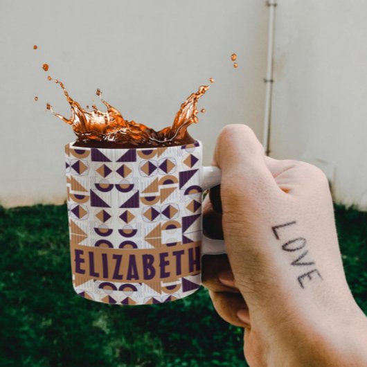 Lila und goldenes ästhetisches abstraktes Muster Kaffeetasse