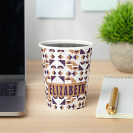 Lila und goldenes ästhetisches abstraktes Muster Pappbecher