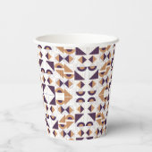 Lila und goldenes ästhetisches abstraktes Muster Pappbecher (Rückseite)