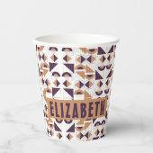 Lila und goldenes ästhetisches abstraktes Muster Pappbecher (Vorderseite)