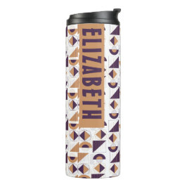 Lila und goldenes ästhetisches abstraktes Muster Thermosbecher