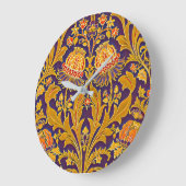 Lila und goldenes botanisches Morris Inspiriert Große Wanduhr (Winkel)
