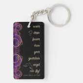 Lila und goldenes Elegantes Skript Personalisiert Schlüsselanhänger (Rückseite)