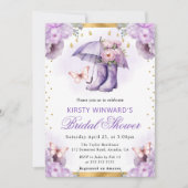 Lila und goldenes Frühjahr-Brautparty Einladung (Vorderseite)