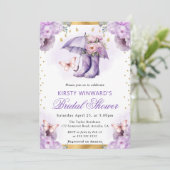 Lila und goldenes Frühjahr-Brautparty Einladung (Stehend Vorderseite)