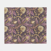 Lila und goldenes geprägtes Blumenmuster Fleecedecke (Vorderseite (Horizontal))