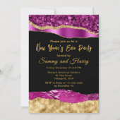 Lila und goldenes Glam treibt Silvester-Party Einladung (Vorderseite)