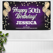 Lila und goldenes Happy Birthday Banner