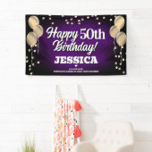 Lila und goldenes Happy Birthday Banner (Insitu)
