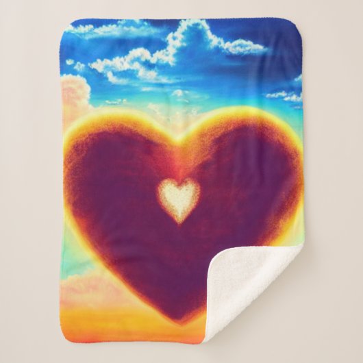 Lila und goldenes Herz im Himmel Sherpa Blanket Sherpadecke (Vorderseite)