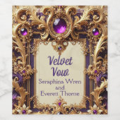 Lila und goldenes Hochzeitslabel Weinetikett (Einzelnes Label)