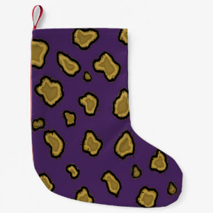 Lila und goldenes Leopard-Pelzmuster Kleiner Weihnachtsstrumpf